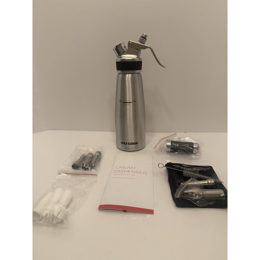 Professional Aluminum Whipped Cream Dispenser - 500 mL/1 Pint,Leak-Free Whipp...